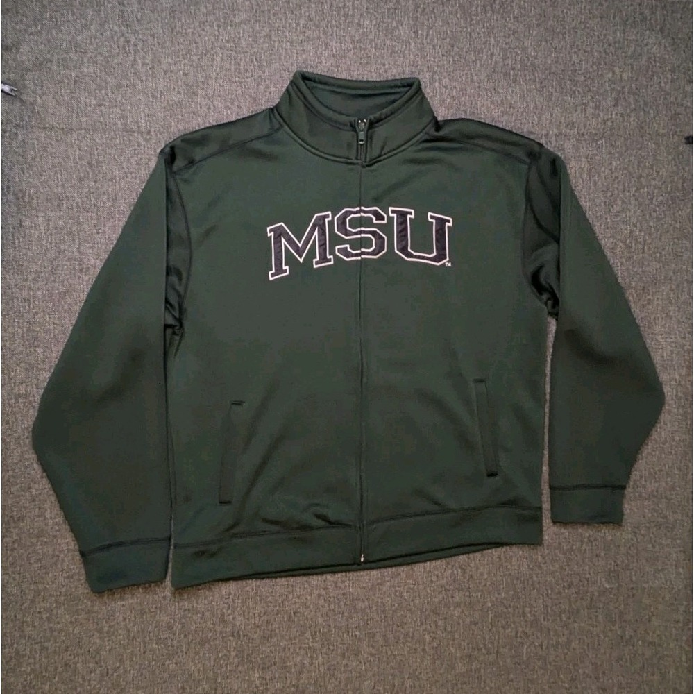 Vintage Michigan State‎ University Jacket Mens XL Green Spartans Zip Sweatshirt